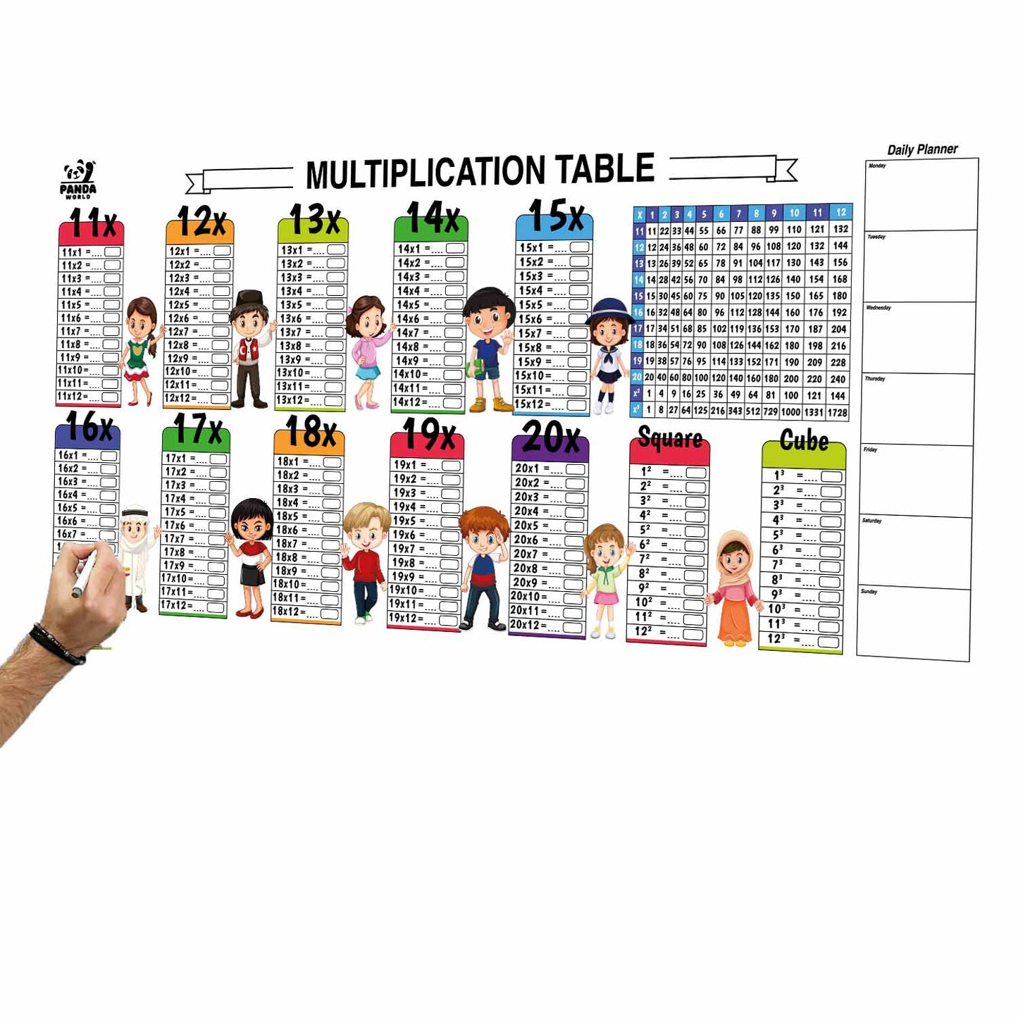 Smart Sketch: Tables 11 to 20, Squares, Cubes and Daily Planner