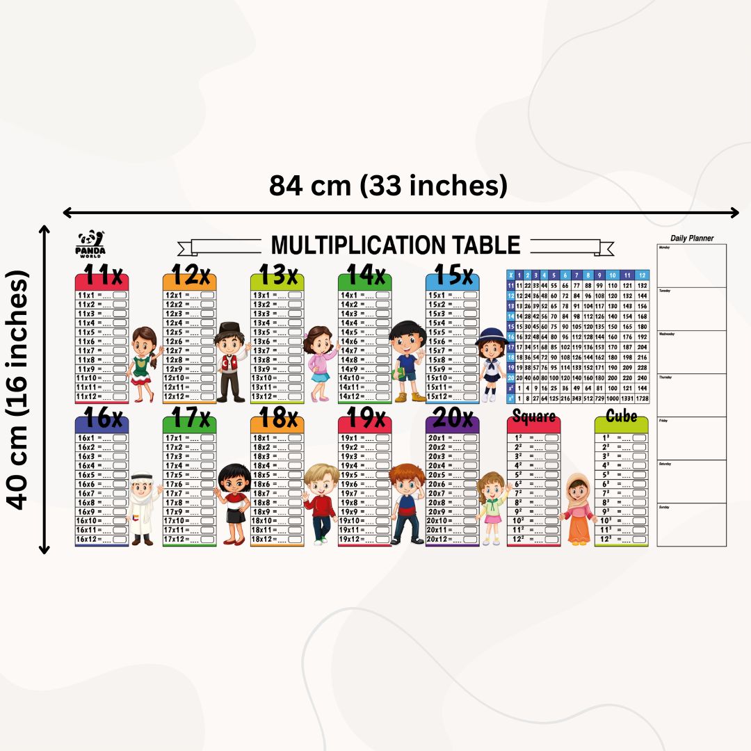 Smart Sketch: Tables 11 to 20, Squares, Cubes and Daily Planner
