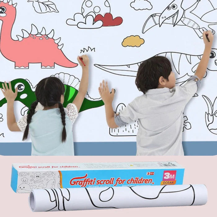 (2 Meter Roll) Graffiti Scroll Drawing Roll For Kids